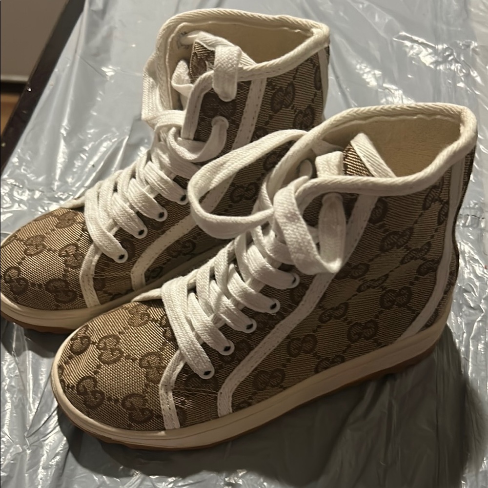 Gucci knock offs girls  High-Top Sneakers - Brown and White